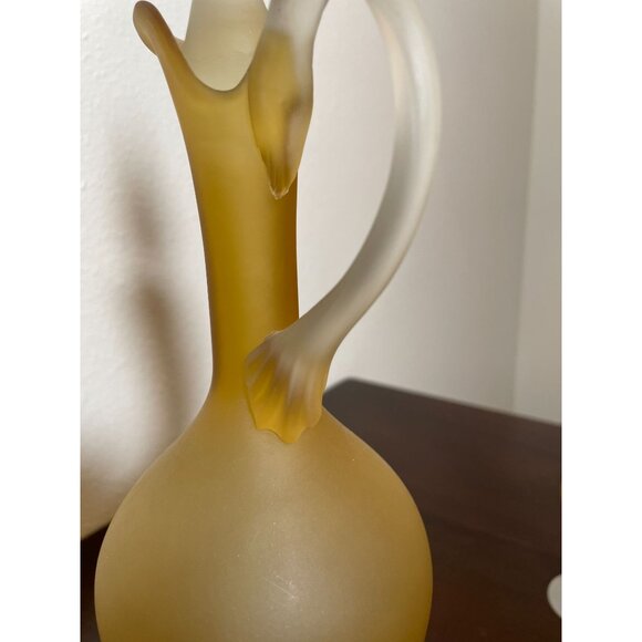 Vintage MCM Italian Empoli Carlo Moretti Satinato Frosted Amber Glass Decanter S - Picture 7 of 9